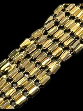 18k Gold Technibond Diamond cut beaded twisted Link Wide Bracelet Vintage HSN